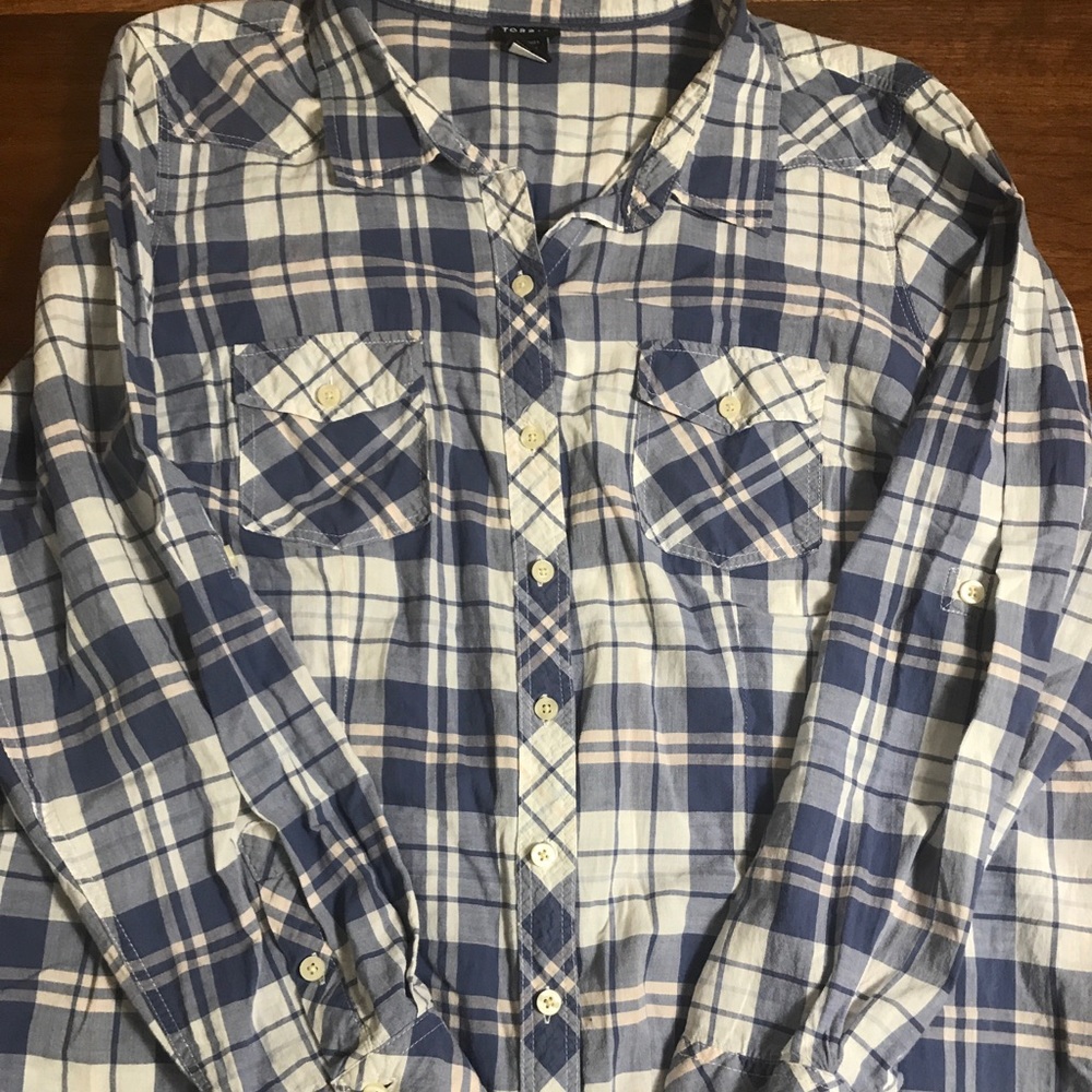 Torrid 2 button down plaid blouse